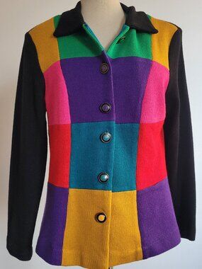 Santa Fe Vintage Colorblock Knit Cardigan Jacket Multicolor | M